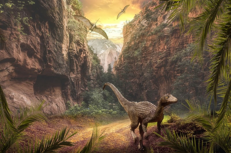 Dinosaurs in natural habitat